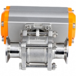 Sanitary pneumatic Tri Clamp 3-piece Ball Valve