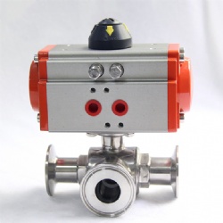 Tri Clamp Ball Valve 3-Way Pneumatic Actuator